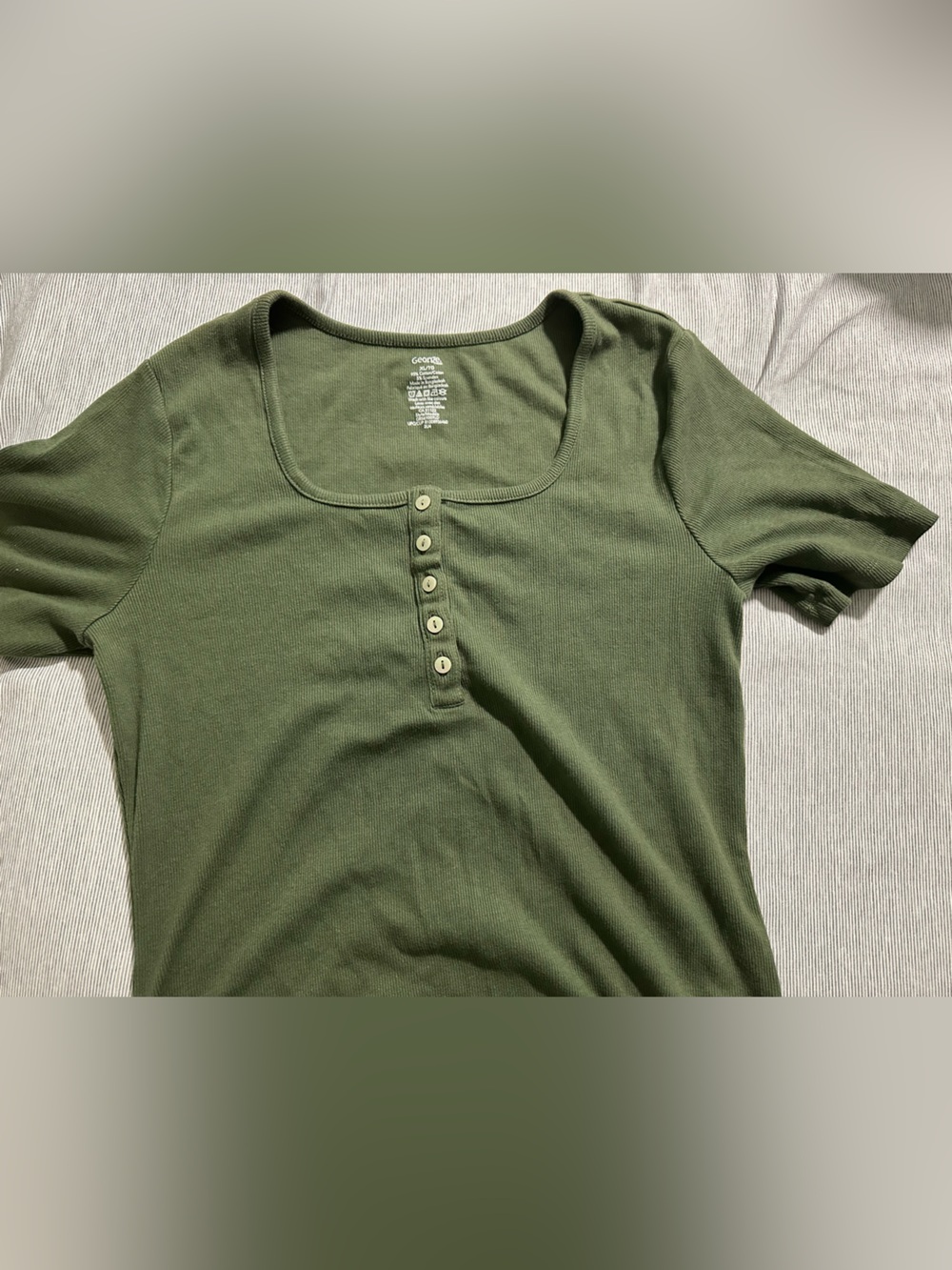Olive Green Ribbed Henley Body Suit